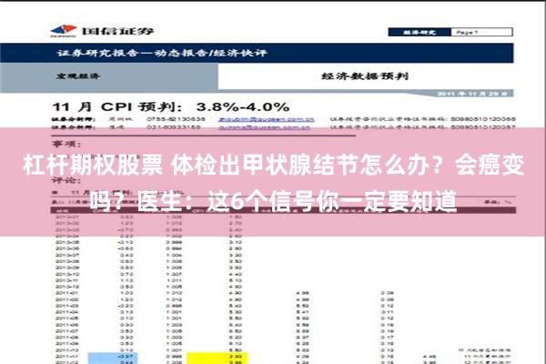 杠杆期权股票 体检出甲状腺结节怎么办？会癌变吗？医生：这6个信号你一定要知道