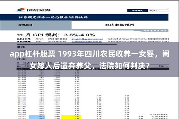 app杠杆股票 1993年四川农民收养一女婴，闺女嫁人后遗弃养父，法院如何判决？