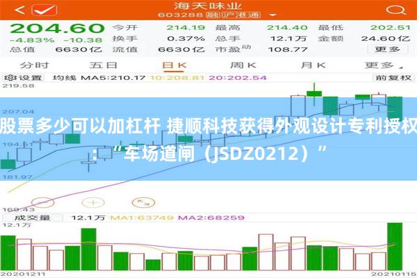 股票多少可以加杠杆 捷顺科技获得外观设计专利授权：“车场道闸（JSDZ0212）”