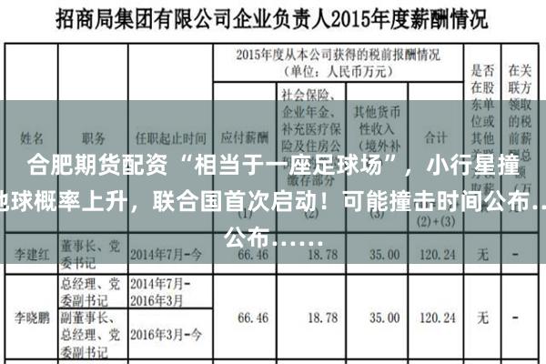 合肥期货配资 “相当于一座足球场”，小行星撞击地球概率上升，联合国首次启动！可能撞击时间公布……